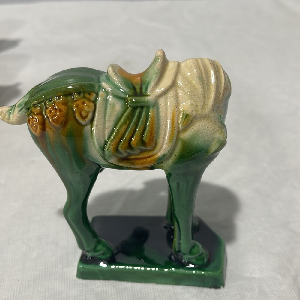 Vintage Chinese Tang Dynasty Majolica Sancai Drip Glaze War Horses set of 6 - Picture 15 of 16